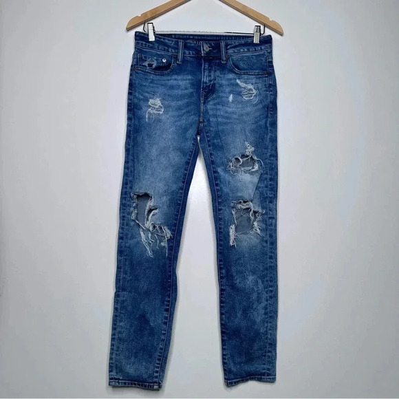 American Eagle Distressed Next Level Airflex Skinny Jeans Size 28x30 - Picture 1 of 8